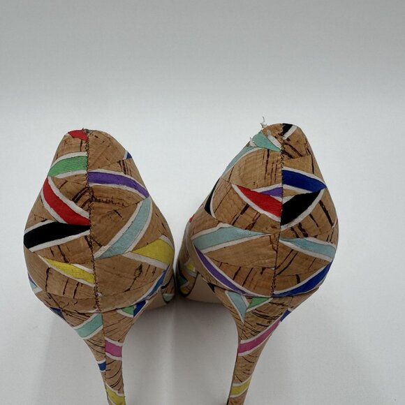 ShoeDazzle Shoes Womens Size 6 Multicolor Cork Stiletto High Heels Pointed Toe - Picture 7 of 9